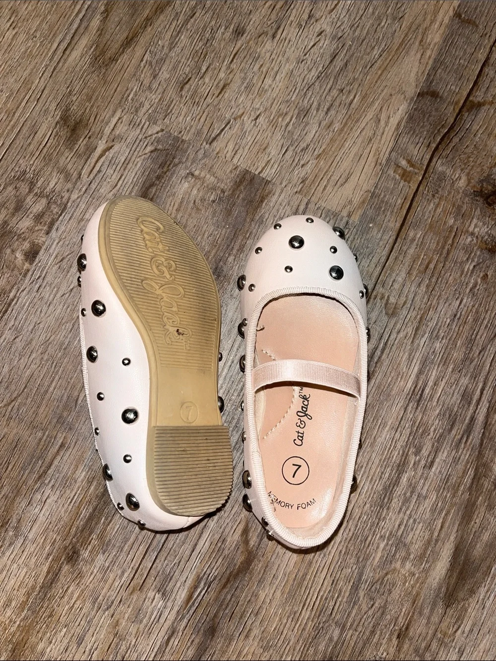 Cat & Jack Blush Pink Studded Mary Jane Flats for Kids